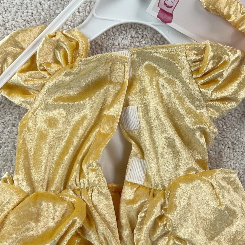 What a Character! Yellow Belle Princess Costume Dress Bloomers Headband 6-9M
